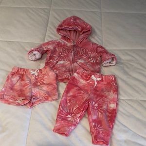 Like New Baby Gap 3 Piece Pink Tie-Dye Outfit Set 6-12 months Toddler Girls